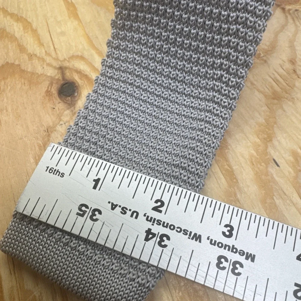 Altea‎ Milano Gray Knit Tie Men's Textured Necktie Italy Modern Classic Workwear